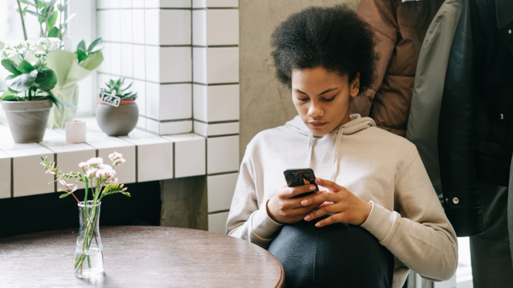 a girl using instagram